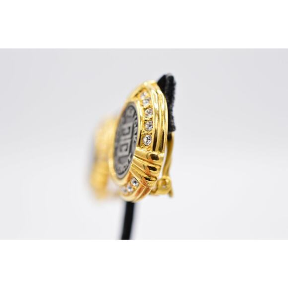 Givenchy Vintage Coin Clip Earrings Logo Medallion Gold Runway Signed 1980s BinX - Picture 9 of 12